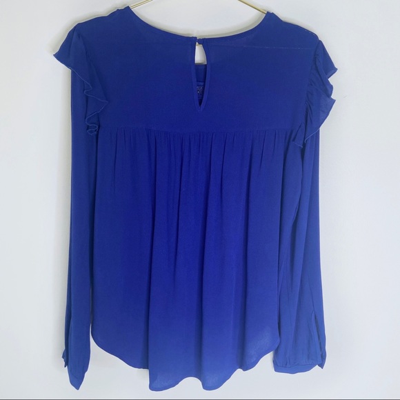 Jack by BB Dakota Revolve Blue Hi-Low Ruffle Top - Picture 6 of 9
